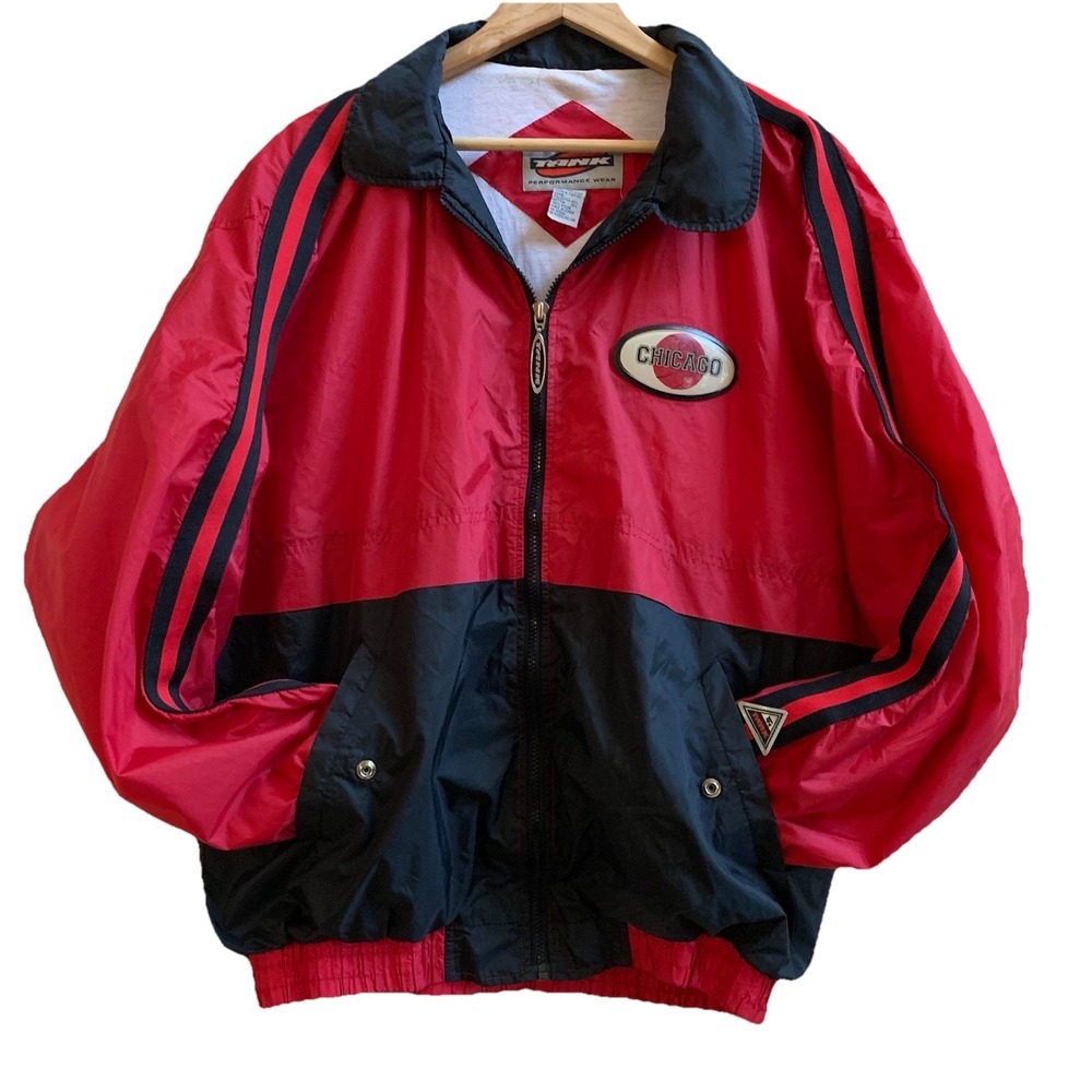 Chicago Bulls Men's Jacket by TANK Performance Wear SZ-XL Red & Black 100% Nylon